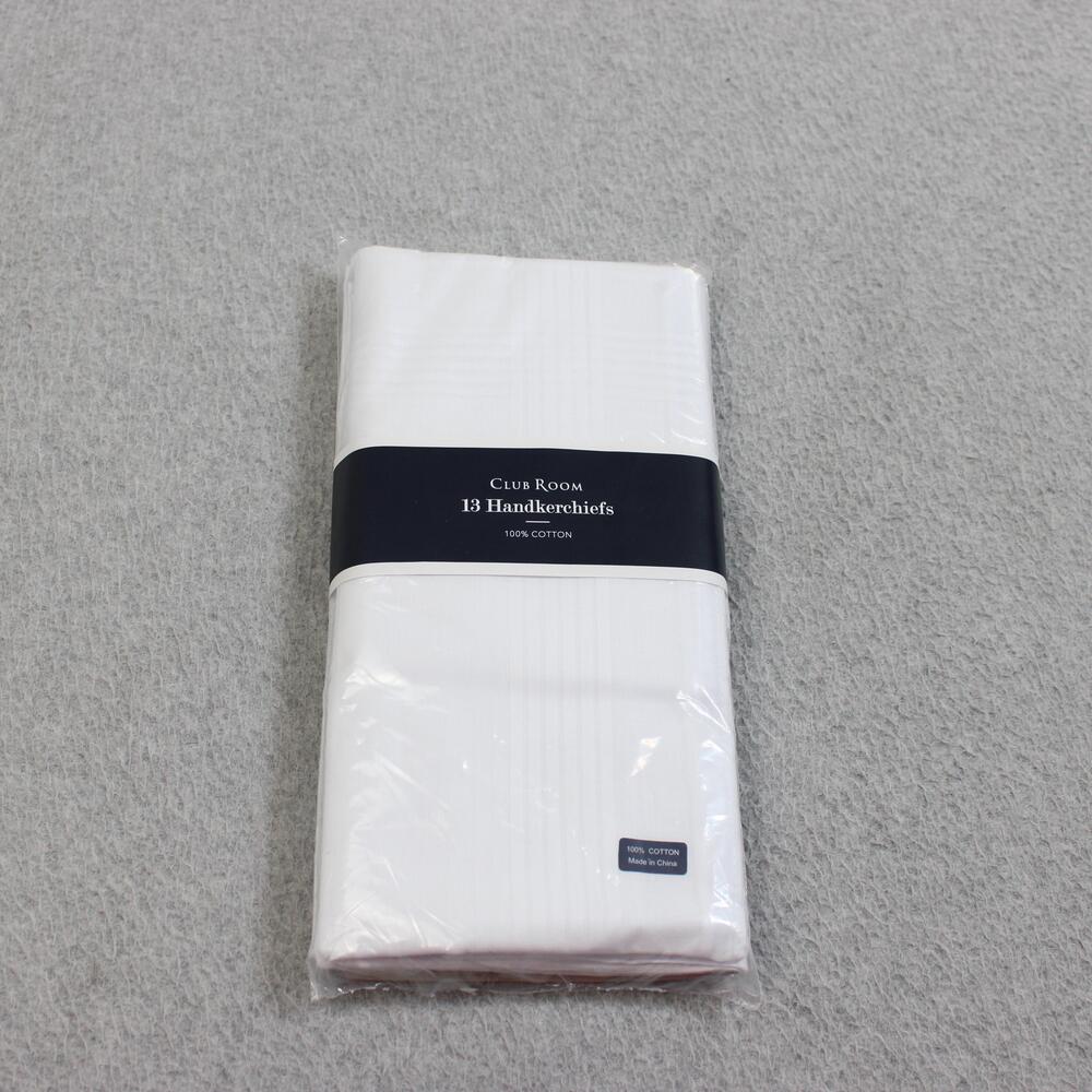 Club Room Handkerchiefs Men One Size White 100% Cotton 13 Pack Pocket Hanky
